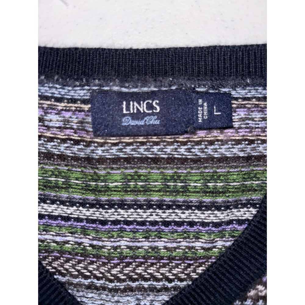 LINCS DAVID CHU V-Neck Sweater Vest LARGE Golf Sports Soft Knit - Picture 4 of 6